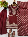Nsr 892 Fendy Silk Embroidery Beads Work Plazo Suits